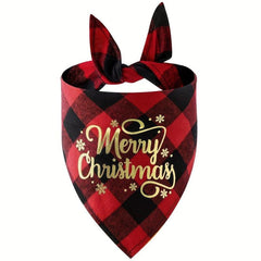 Christmas Saliva Towel Graphic Plaid Dog Scarf Pet Supplies