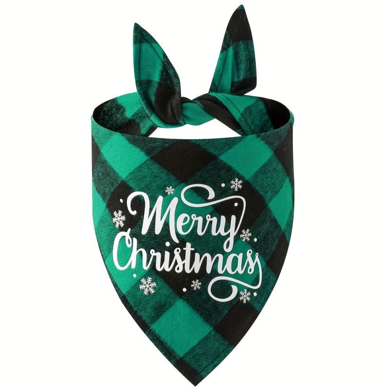 Christmas Saliva Towel Graphic Plaid Dog Scarf Pet Supplies