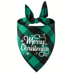 Christmas Saliva Towel Graphic Plaid Dog Scarf Pet Supplies