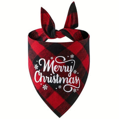 Christmas Saliva Towel Graphic Plaid Dog Scarf Pet Supplies
