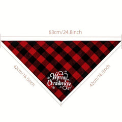 Christmas Saliva Towel Graphic Plaid Dog Scarf Pet Supplies