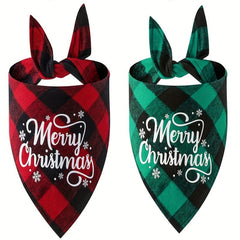 Christmas Saliva Towel Graphic Plaid Dog Scarf Pet Supplies