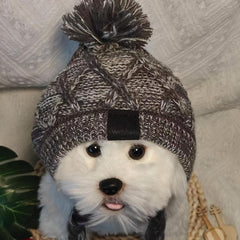 Wool Knitted Pet Hat for Big Dogs with Ear Holes and Tassel