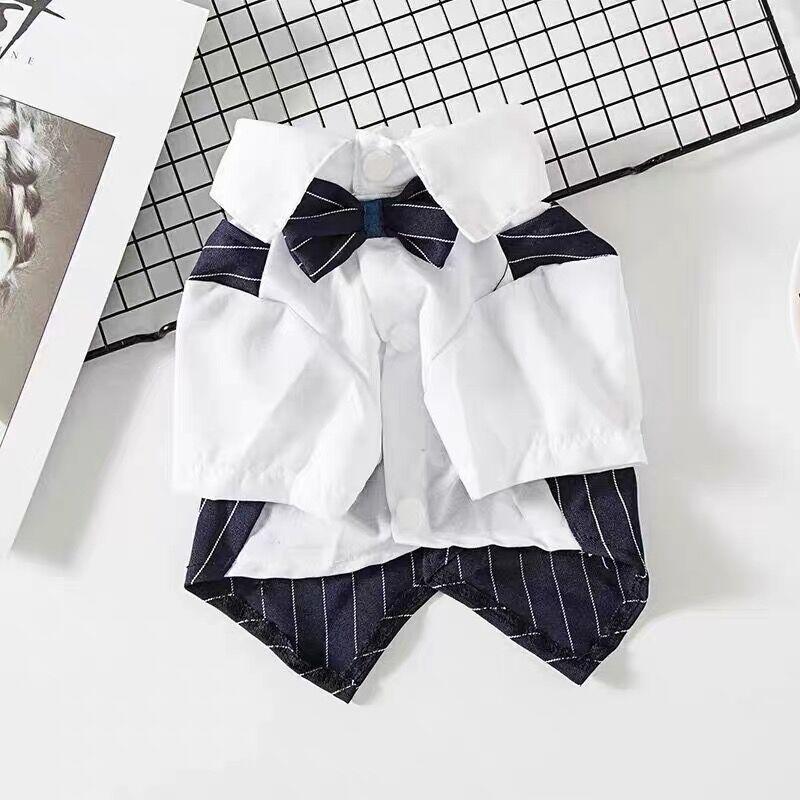 Striped Dog Tuxedo Suit with Bow Tie for Weddings