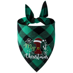Festive Pet Check Lace Up Slobber Scarf for Christmas