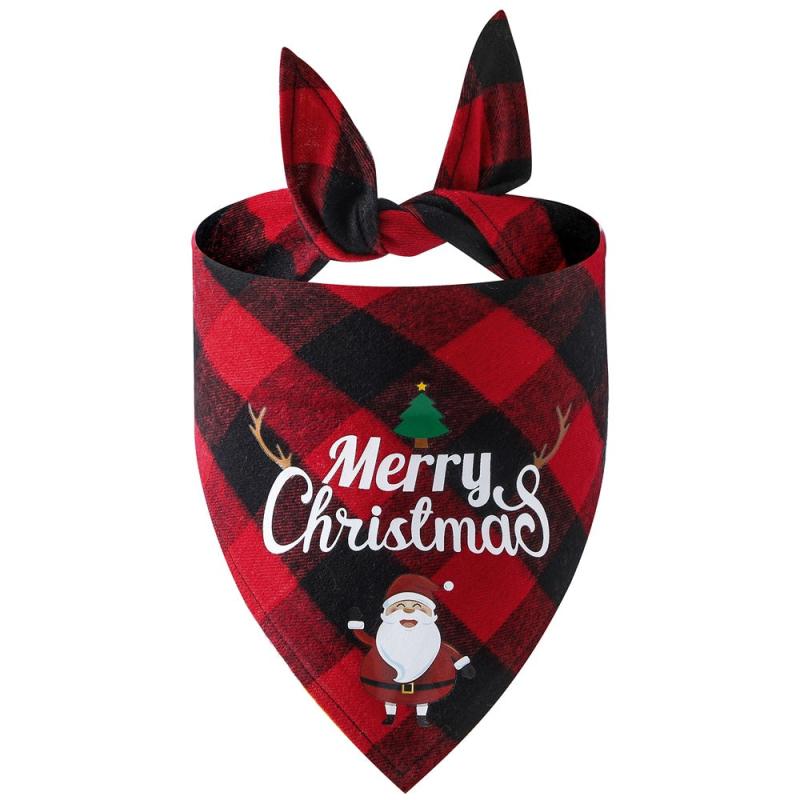Festive Pet Check Lace Up Slobber Scarf for Christmas
