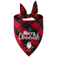 Festive Pet Check Lace Up Slobber Scarf for Christmas