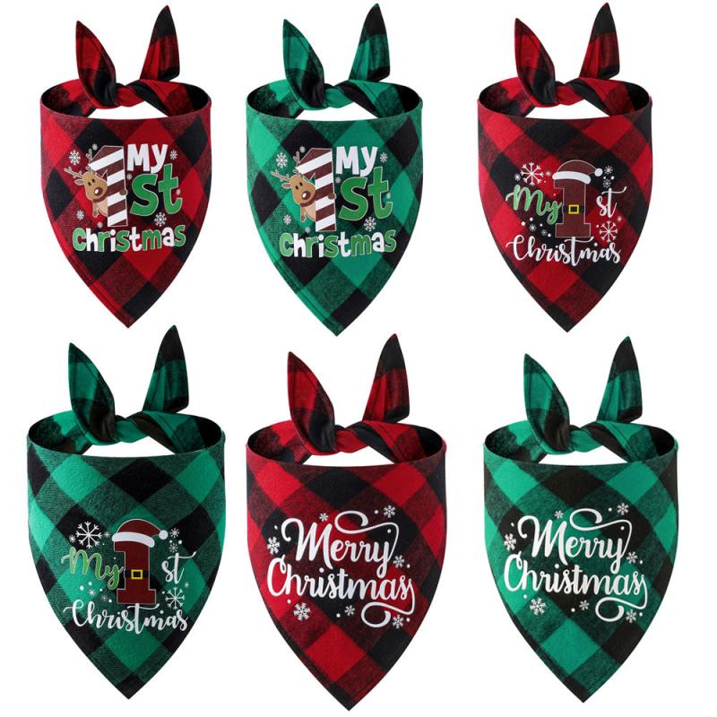 Festive Pet Check Lace Up Slobber Scarf for Christmas