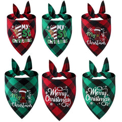 Festive Pet Check Lace Up Slobber Scarf for Christmas