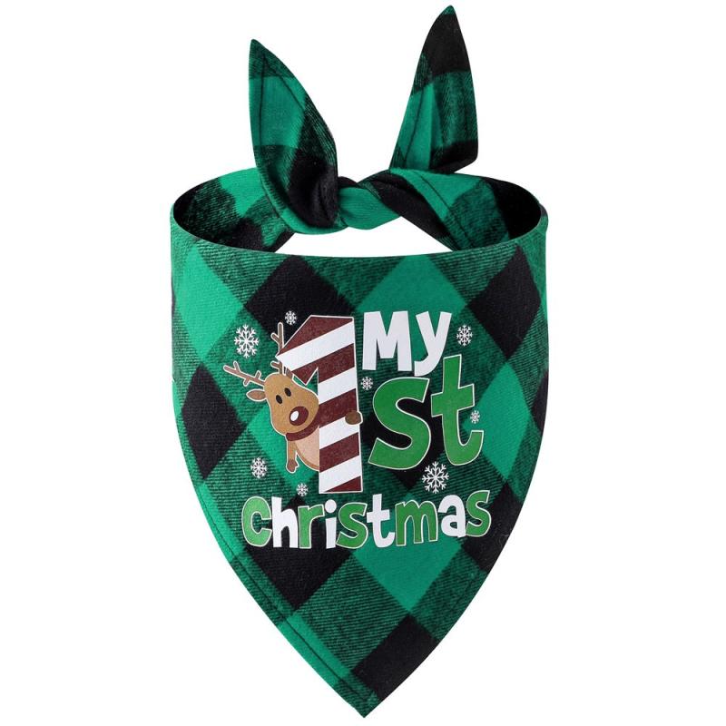 Festive Pet Check Lace Up Slobber Scarf for Christmas