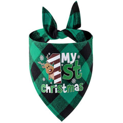 Festive Pet Check Lace Up Slobber Scarf for Christmas