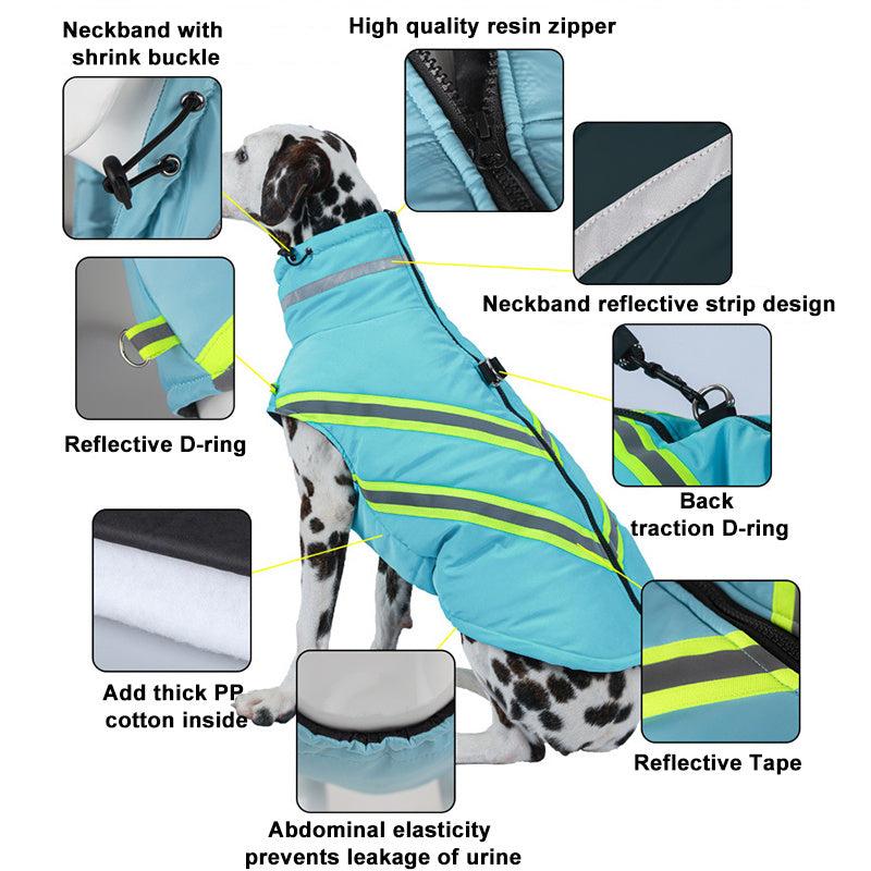 Warm Dog Padded Coat Windproof Reflective Dog Jacket Pet Clothes