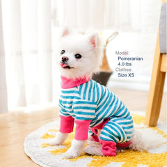 Striped Pet Pajama Jumpsuit Winter Clothes For Pets