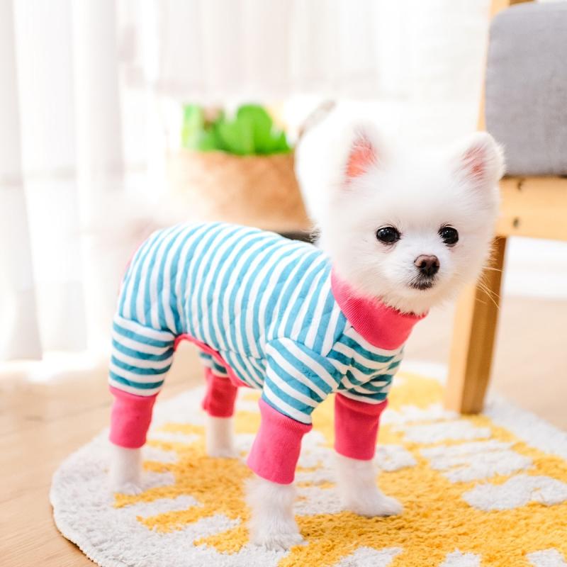 Striped Pet Pajama Jumpsuit Winter Clothes For Pets