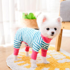 Striped Pet Pajama Jumpsuit Winter Clothes For Pets