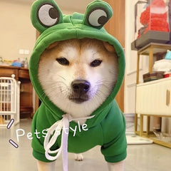 Pet Frog Shaped Cosplay Clothes Green Dog Hoodie XS XXL