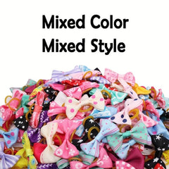 50pcs Dog Hair Bows Rubber Bands for Small Dogs & Cats