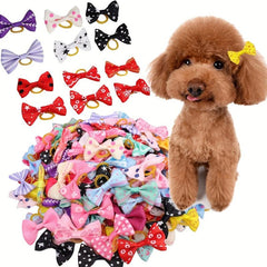 50pcs Dog Hair Bows Rubber Bands for Small Dogs & Cats