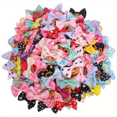 50pcs Dog Hair Bows Rubber Bands for Small Dogs & Cats