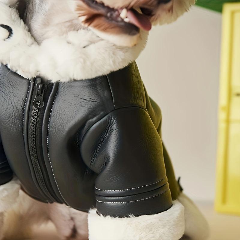 Dog Winter Wear Coat Fur Integrated Motorcycle Dog Jacket Small To Large Pet