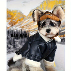 Dog Winter Wear Coat Fur Integrated Motorcycle Dog Jacket Small To Large Pet