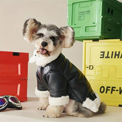 Dog Winter Wear Coat Fur Integrated Motorcycle Dog Jacket Small To Large Pet