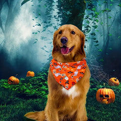 Pet Halloween Pumpkin Ghost Candy Corn Bones Dog Bandanas