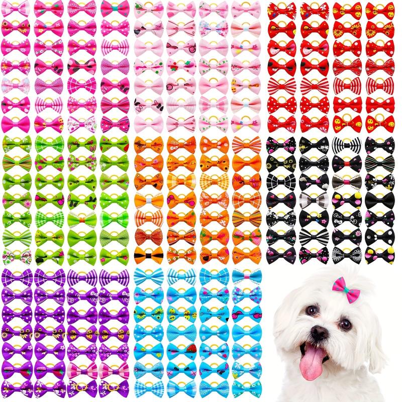 10pcs Cartoon Bowknot Hair Tie for Dogs, Fun and Stylish Dog Accessories