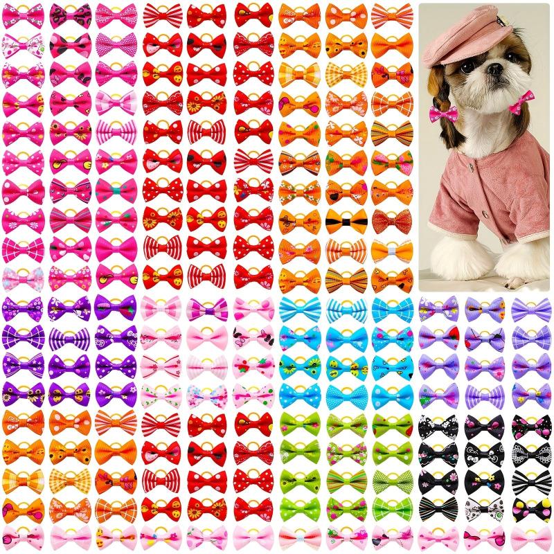10pcs Cartoon Bowknot Hair Tie for Dogs, Fun and Stylish Dog Accessories