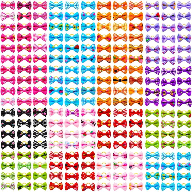 10pcs Cartoon Bowknot Hair Tie for Dogs, Fun and Stylish Dog Accessories