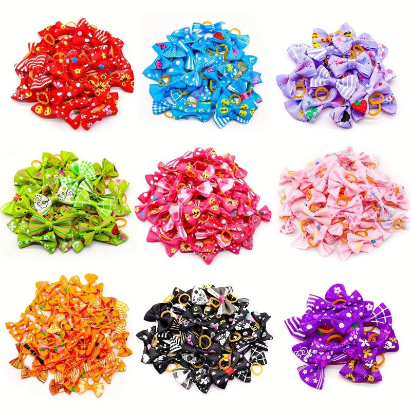 10pcs Cartoon Bowknot Hair Tie for Dogs, Fun and Stylish Dog Accessories
