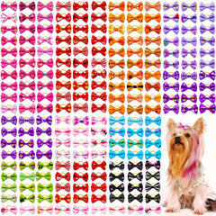 10pcs Cartoon Bowknot Hair Tie for Dogs, Fun and Stylish Dog Accessories