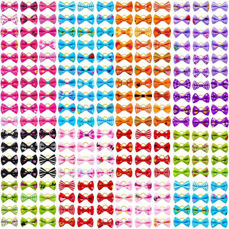 10pcs Cartoon Bowknot Hair Tie for Dogs, Fun and Stylish Dog Accessories