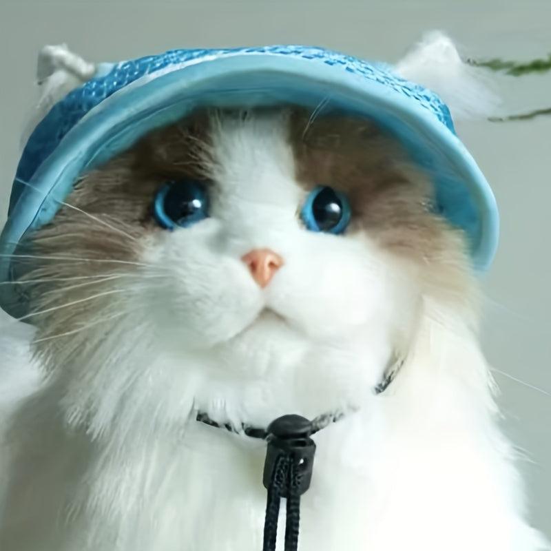 Adjustable Pet Hat for Sun Protection with Bow Decor