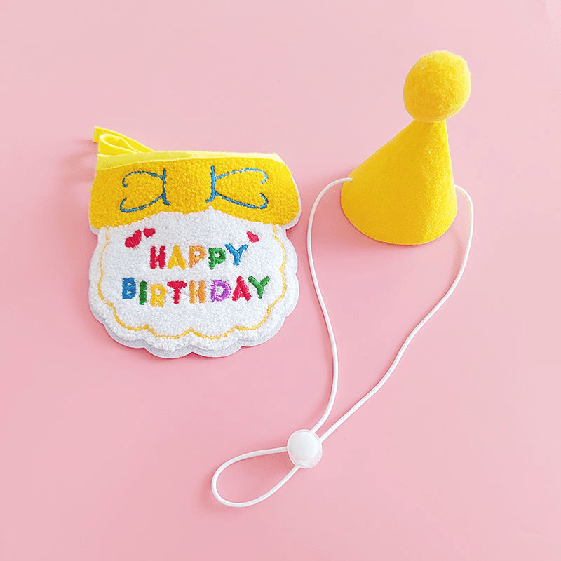 Pet Birthday Bandana & Hat Set for Small/Middle Dogs