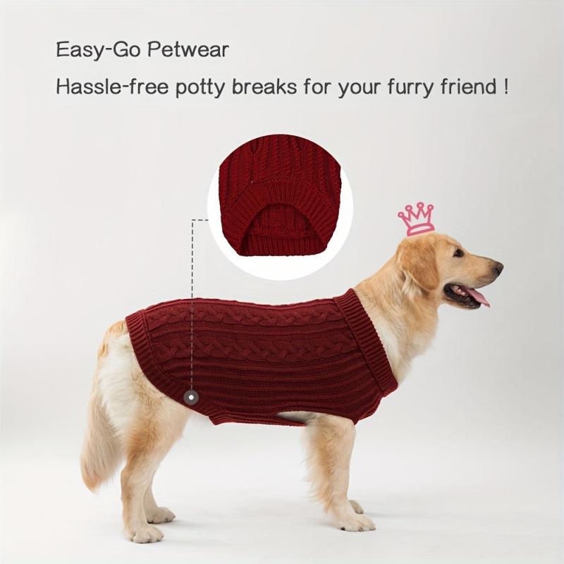 Plain Knitted Dog Sweater for Autumn and Winter