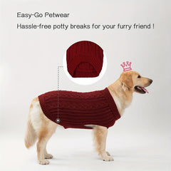 Plain Knitted Dog Sweater for Autumn and Winter