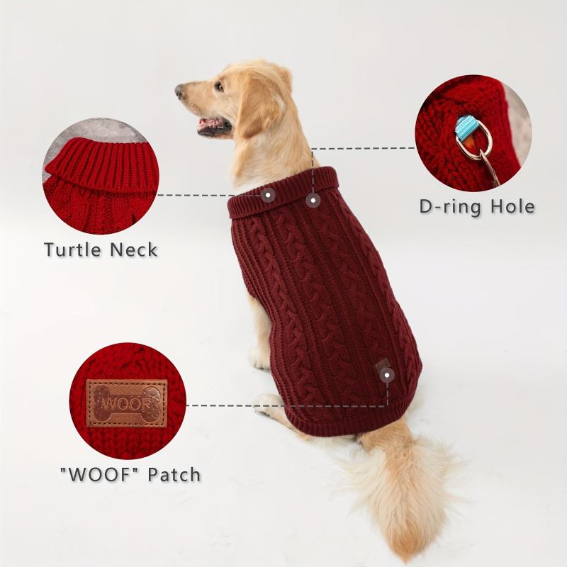Plain Knitted Dog Sweater for Autumn and Winter