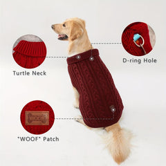 Plain Knitted Dog Sweater for Autumn and Winter