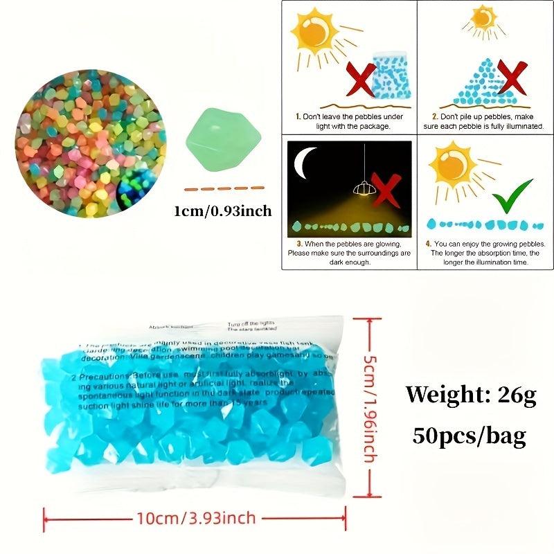 50pcs Glow In The Dark Pebbles for Garden and Wedding Decor