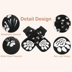 4pcs Paw Print Dog Sock Shoes Non slip Pet Shoes