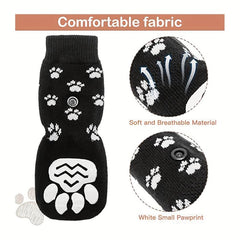4pcs Paw Print Dog Sock Shoes Non slip Pet Shoes