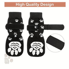 4pcs Paw Print Dog Sock Shoes Non slip Pet Shoes