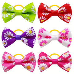 10pcs Floral Hair Ties for Dogs and Cats with Bowknot