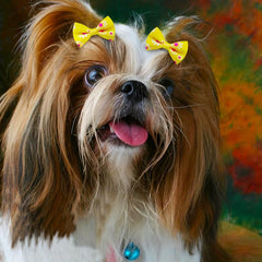 10pcs Floral Hair Ties for Dogs and Cats with Bowknot