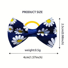 10pcs Floral Hair Ties for Dogs and Cats with Bowknot