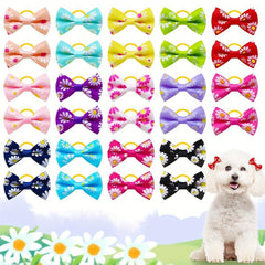 10pcs Floral Hair Ties for Dogs and Cats with Bowknot