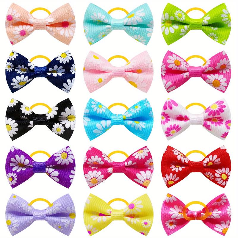 10pcs Floral Hair Ties for Dogs and Cats with Bowknot