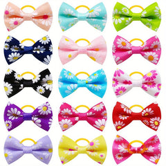 10pcs Floral Hair Ties for Dogs and Cats with Bowknot
