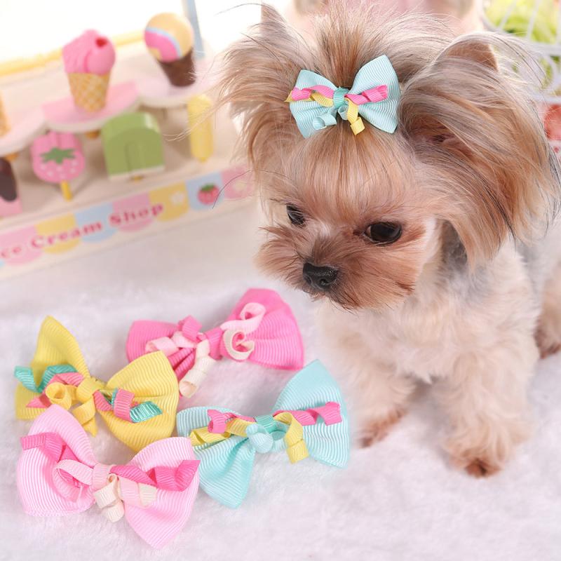 Pet Ribbon Decor Bow Hair Clips for Dog and Cat Accessories